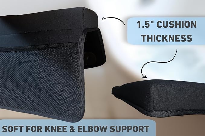 NEW Luxury Bath Kneeling Pad and Elbow Rest Set - THICK SOFT Bath Kneeler Pad and Bath Toys Organizer with Pockets - Supports Knees and Elbows - Bath Kneeling Pad for Baby Bathtime - Dark Grey