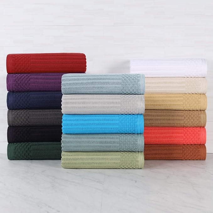 Superior 4 Piece Cotton Bath Towel Set, Includes 4 Bath Towels, Daily Use for Bathroom, Guest Bath, Quick Dry, Spa, Resort Towels, Ribbed, Absorbent, Home Essentials, Soho Collection, Golden Mist