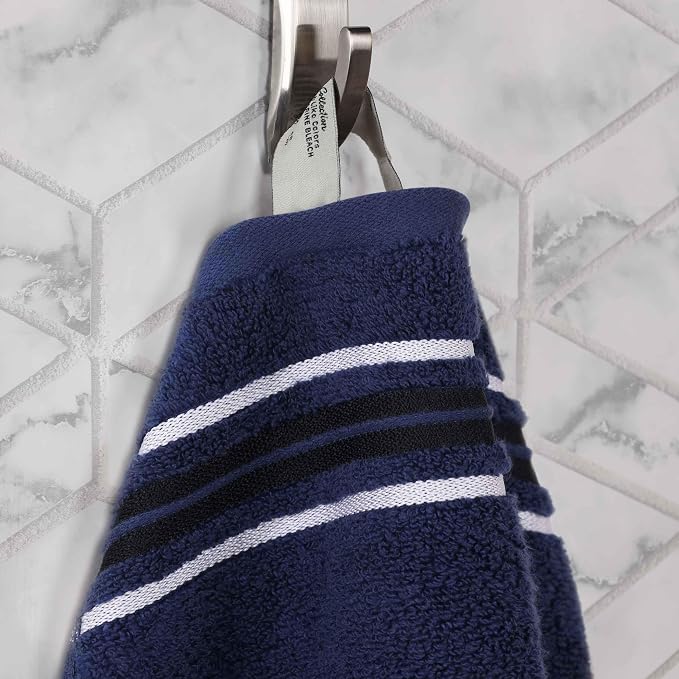Superior Cotton 3 Piece Towel Set, Includes 1 Bath, 1 Hand, 1 Washcloth/Face Towel, Quick Dry, Home Essentials, Shower, Spa, Luxury Plush Soft Absorbent Towels, Zero Twist, Solid, Navy Blue