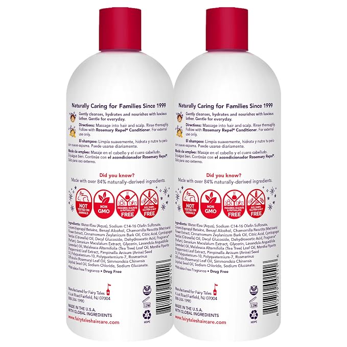 Fairy Tales Rosemary Repel Daily Kids Shampoo– Kids Like the Smell, Lice Do Not, 32 fl oz. (Pack of 2)