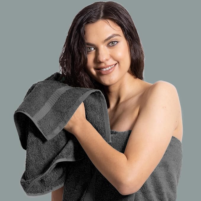 Chakir Turkish Linens Premium Cotton Absorbent Turkish Towels (Hand Towel - 4 Piece Dark Gray)