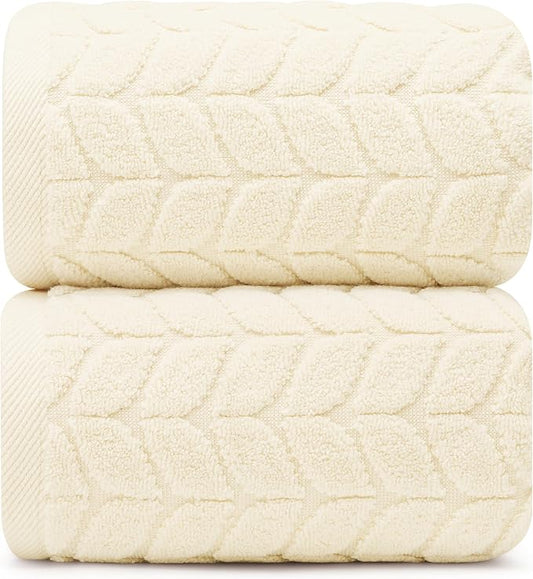 Alusa Home Ultra Soft & Stylish 700 GSM Luxury Bath Sheets | Pack of 2 | Extra Large 35x70 Inches | 100% Zero-Twist, Long-Staple Cotton | Remarkably Absorbent (Papyrus)