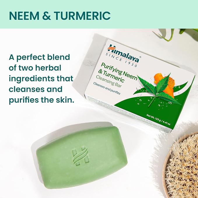 Himalaya Purifying Neem & Turmeric Cleansing Bar Soap, Neem Soap Bars for Face and Body, Turmeric Soap Bar,Face Soap Bar,Face Wash Bar,Bath Soaps,Body Soap Bars,Natural Soap,Soft and Clean Skin, 1Pack