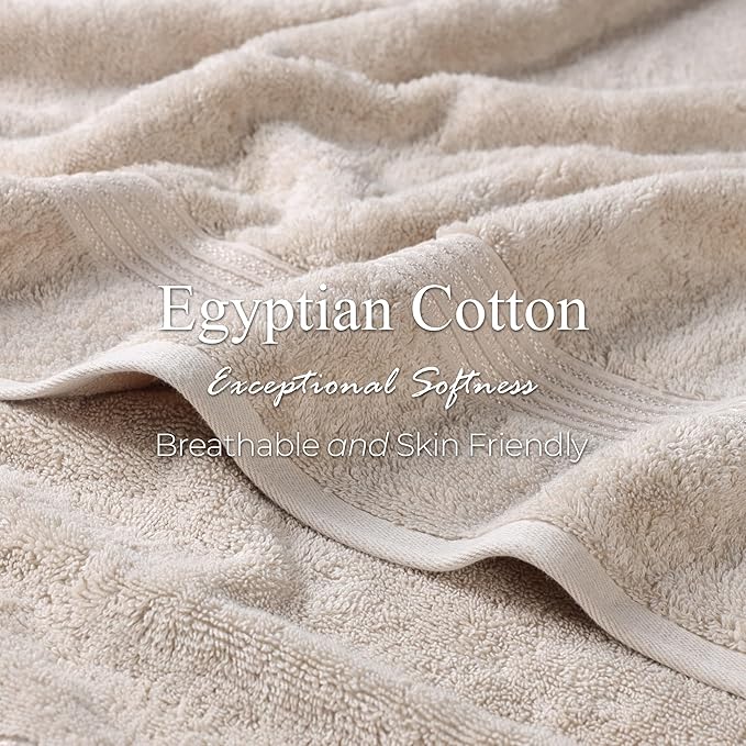 Superior Egyptian Cotton 9-Piece Towel Set, Assorted Towels for Home Bathroom, Master, Guest Bath, Decor Essentials, Includes 3 Bath, 3 Hand, 3 Face Towels/Washcloths, Quick Dry, Absorbent, Stone