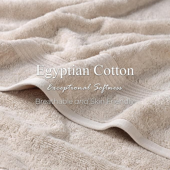 Superior Egyptian Cotton Bath Sheet Set, Oversized Towels for Home Bathroom, Master, Guest Bath, Decor Essentials, Quick Dry, Absorbent, Large Body Towel, Spa, Hotel, Resort, Set of 2, Stone