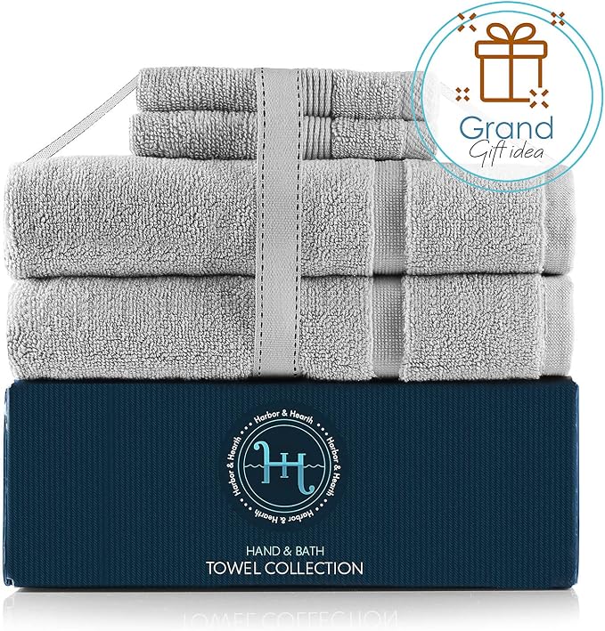 Hearth & Harbor Bath Towels - 100% Ring Spun Cotton Luxury Towels - Ultra Soft & Highly Absorbent, Bathroom Towels. Floor Mat, Charcoal Gray