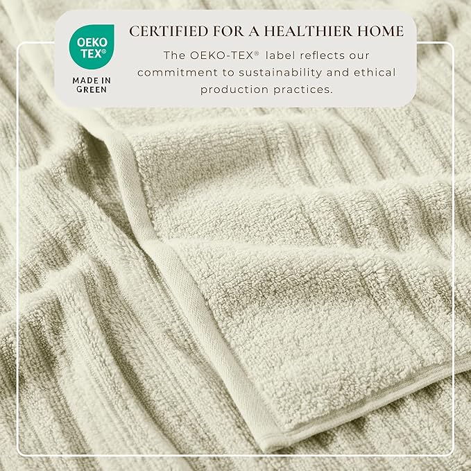 Great Bay Home 6 Pack Hand Towel Set - 100% Cotton Towels - Absorbent & Quick-Dry Towels for Bathroom (Sage Green)
