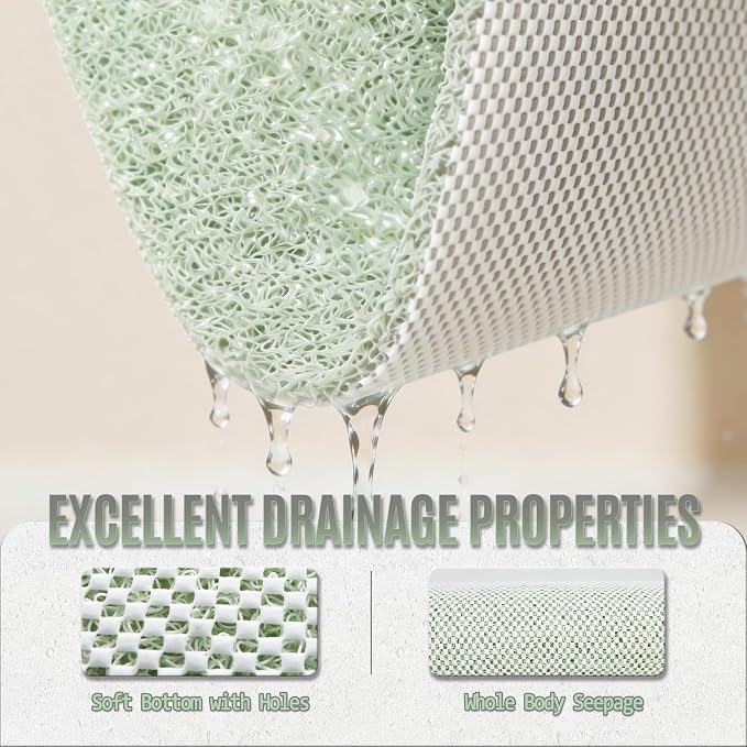 Joyhalo Shower Mat Bathtub Mat Non Slip, Bathmats Non Slip, Quick Drying Foot Scrubber Loofah Mats for Shower, Tub, Bathroom, Home, 17x24inch, Mint Green