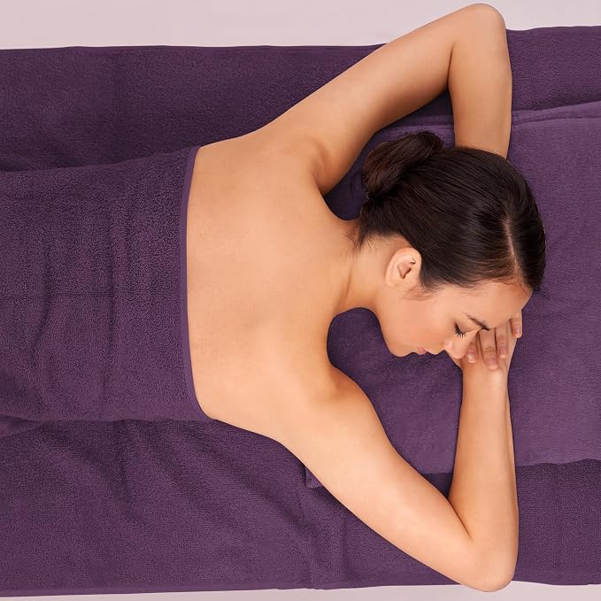 Bath Sheets – 550 GSM Extra Large Bathroom Sheet Set – Pack of 2 Jumbo Towels Dark Purple (71x35in) – 100% Ring Spun Cotton Soft Quick Dry Large Bath Towels for Adults Hotel Spa Bathroom Use