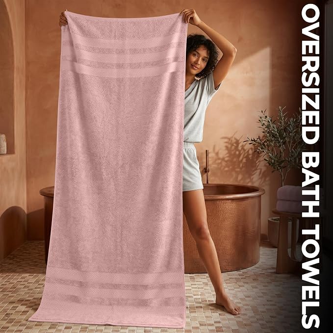 RIVERSIDE Pack of 2 Extra Large Bath Sheets 35 x 70 Inches, 100% Ring Spun Cotton, Hotel Quality, Oversized Bath Towels, Super Soft, Highly Absorbent & Quicker to Dry, Dusty Rose