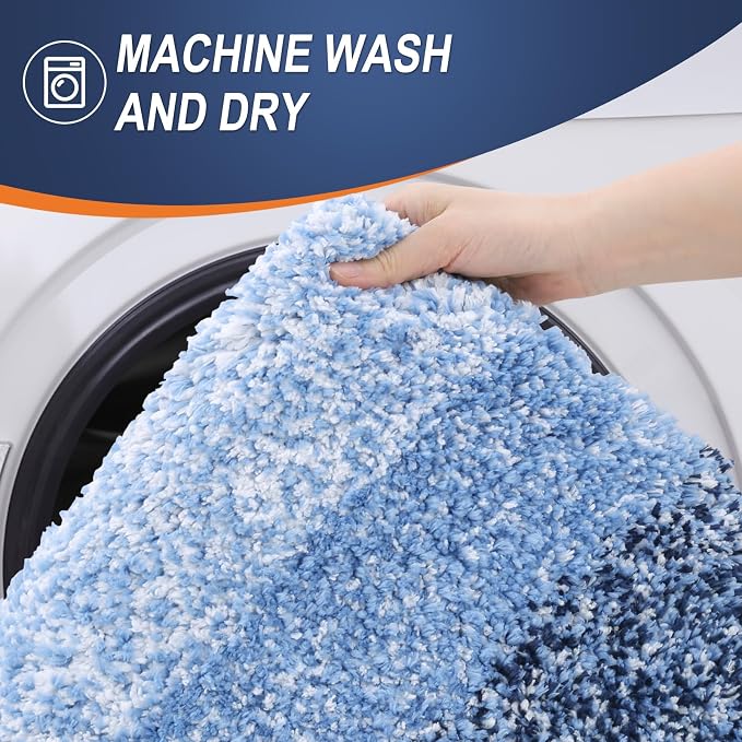 OLANLY Small Bathroom Rugs Mat 24x16, Extra Soft Absorbent Microfiber Bath Rugs, Rubber Backing, Quick Dry, Machine Washable Bath Mats for Bathroom Floor, Tub and Shower, Home Decor Accessories, Navy