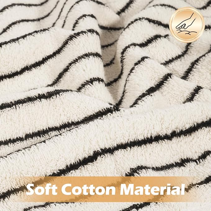 Bathroom Hand Towels Black and White Striped Hand Towels for Bathroom Premium Natural Cotton Hand Towels Soft Quick-Dry Face for Gym, and Spa 14”x 29” （4 PC