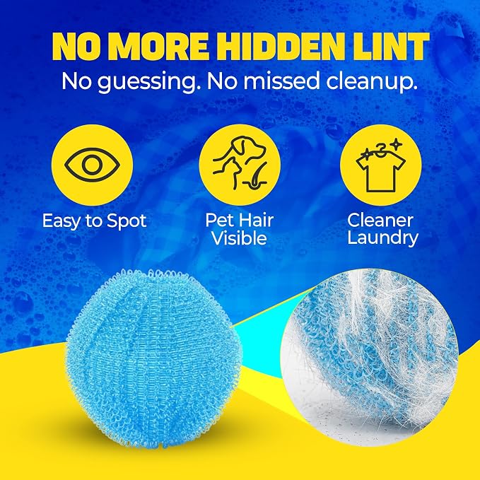 HASHI 12 Pack Pet Hair Remover for Laundry, 2.3 Inch Sky Blue Washing Machine and Dryer Balls, Reusable Dog and Cat Fur Catcher, Gentle on Fabrics Lint Remover for Bedding and Towels