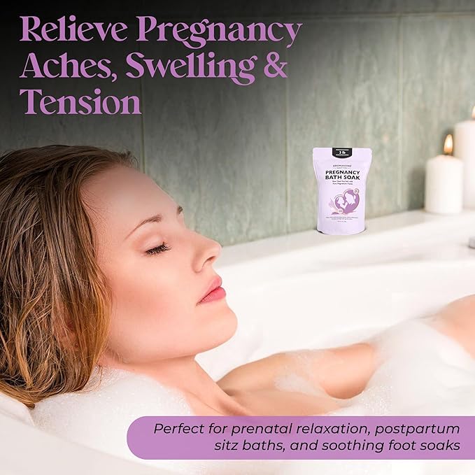 Aromasong Pregnancy Bath Soak 3 LB - 100% Pure Magnesium Flakes with 21 Essential Dead Sea Minerals and Natural Lavender - Better Absorbing Than Epsom Salt