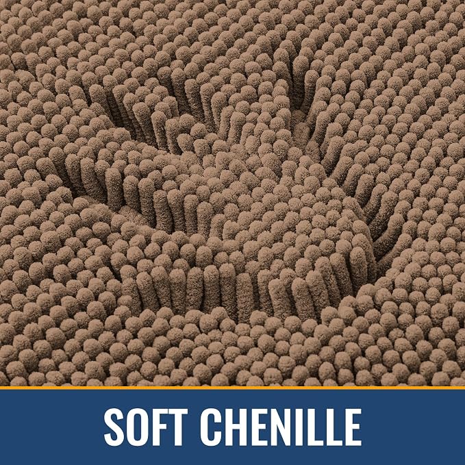 Arotive Bathroom Rugs 30x20, Extra Soft Absorbent Shaggy Chenille Bath Rugs, Machine Washable Rubber Backing Bath Mats for Bathroom Floor Tub and Shower, Home Decor Accessories, Mocha