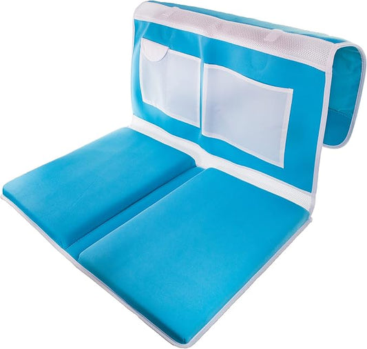 Bath Kneeler Pad & Elbow Armrest Mat for Bathtub - Baby Bath Kneeling Pad For Moms - Foldable Non Slip Safety Bathtube Padded Cushion w/ Storage Organizer & Knee Rest For Baby Bathing & Washing