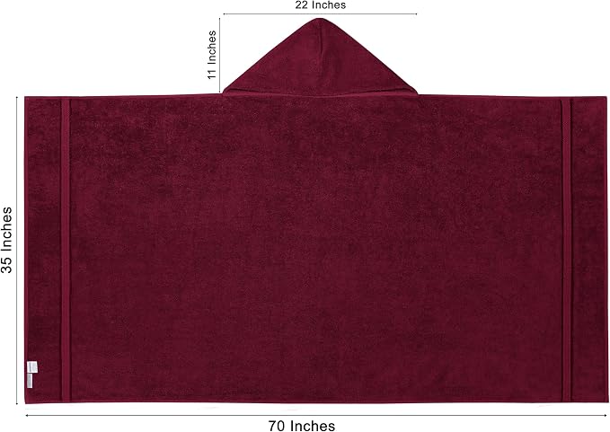 COTTON CRAFT Ultra Soft Hooded Towel – Oversized 35x70 Towel with Hood for Adults - 580 GSM 100% Cotton Ringspun Terry - Pool Beach Bath Sheet Wrap - Luxurious Plush Absorbent Bath Wrap – Burgundy