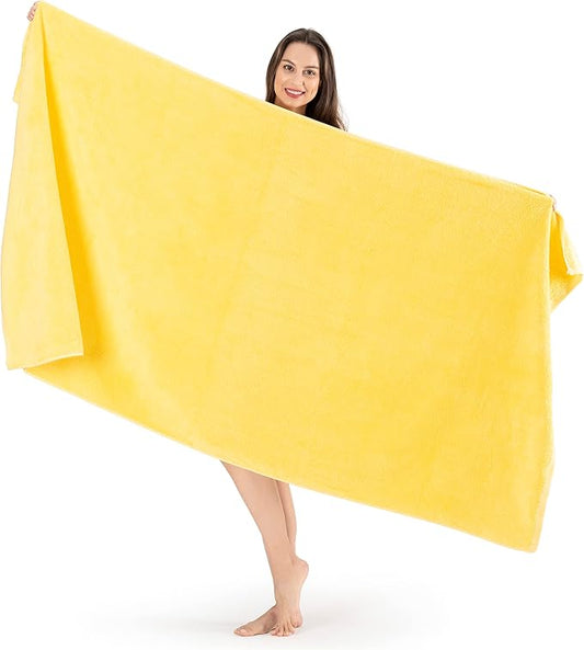 Nine West Oversized Luxury Terry Bath Sheet - Soft, Plush & Dense Extra Large Jumbo Towel Hotel Quality, 6 GSM 1% Turkish Cotton Unisex, Super Absorbent Elegant Yellow, 4x8 Inch