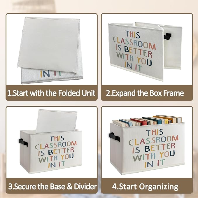 Boho Classroom Foldable Storage Bins Box with Handles, This Classroom Is Better You in It Collapsible Organizer Basket for Kids Nursery Room Bedroom Playroom Toys Books