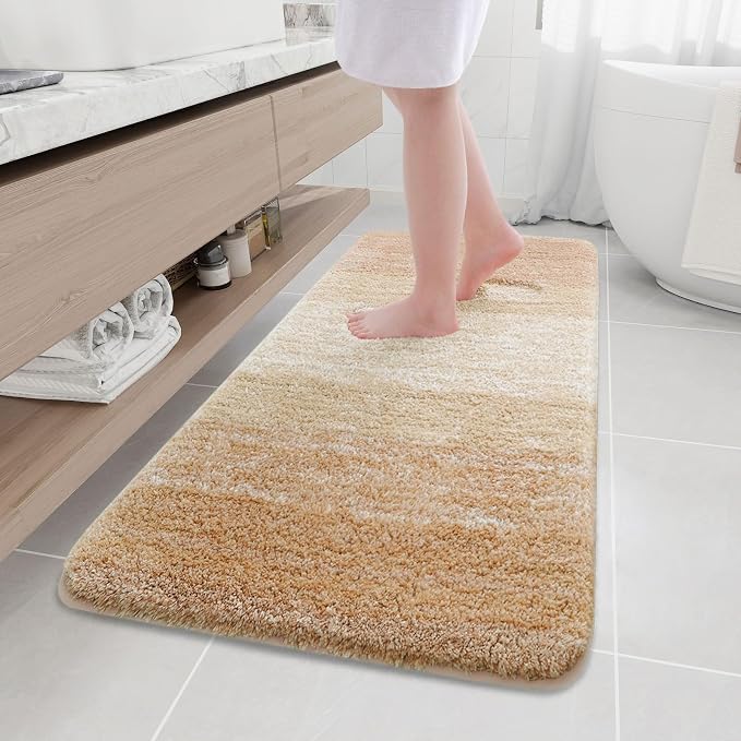 Arotive Microfiber Bathroom Rugs, Shaggy Soft and Absorbent Bath Rug, Thick Plush Machine Washable Dry Bath Mats for Bathroom, Tub and Shower, 59x24, Beige, Rectangular