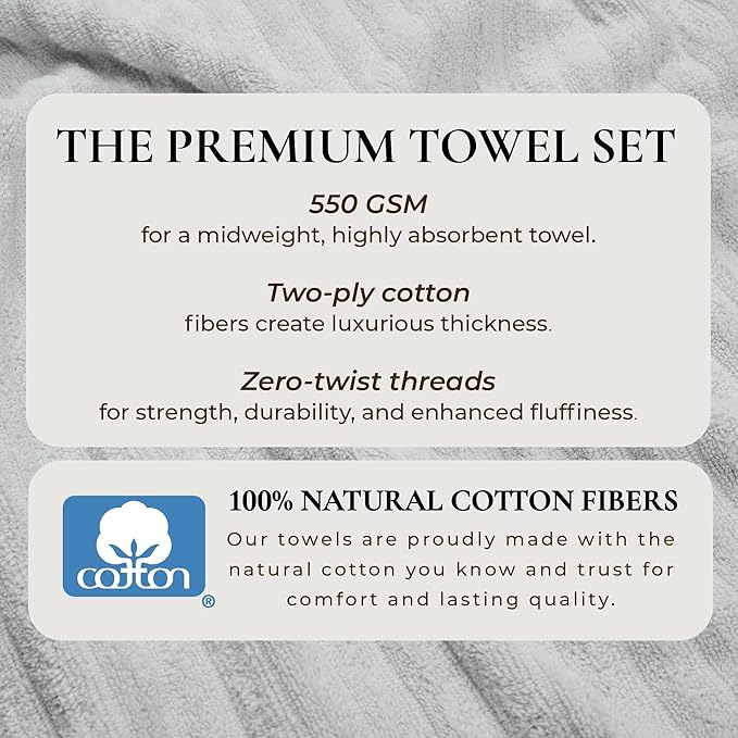 Great Bay Home Bath Towel Set - 100% Cotton 6 Piece Towel Set - Absorbent & Quick-Dry Towels for Bathroom (Light Blue)