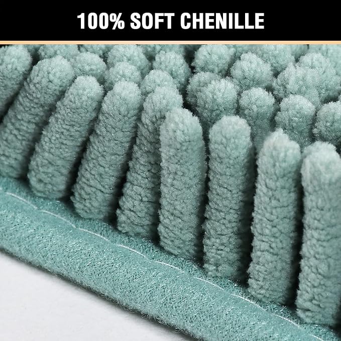 H.VERSAILTEX Bath Mat Bathroom Non Slip Extra Thick Chenille Rug 17" x 24" Absorbent Soft Shaggy Washable Dry Fast Plush Rugs for Bathtubs - Eggshell Blue