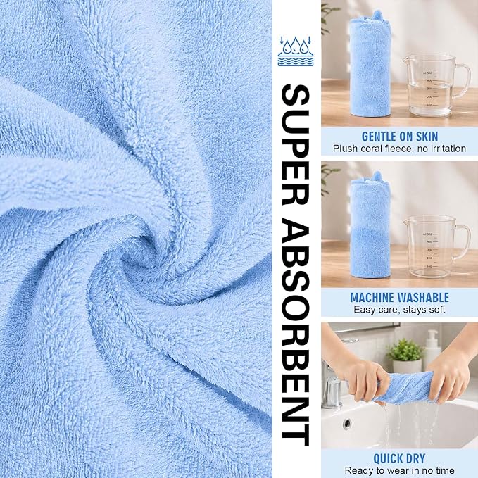 Dog Bathrobe Towel with Hood Super Absorbent Pet Bath Robe for Small Medium Dogs Quick Drying Doggy Bath Towel Coat with Adjustable Waistband Soft Pet Grooming Robe (Blue, M(up to 14lbs))