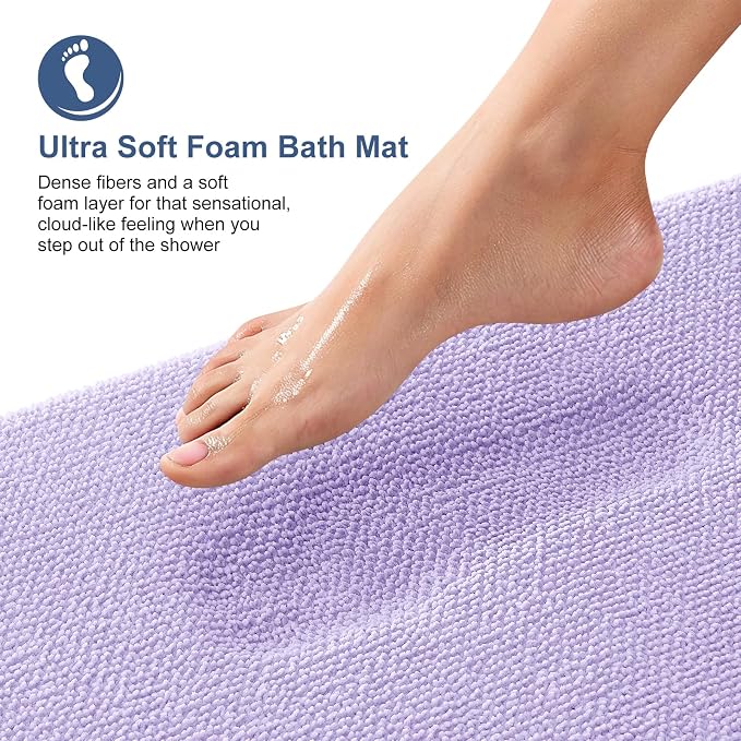 OLANLY Thick Memory Foam Bathroom Runner Rugs 47x20, Extra Soft Absorbent Long Bath Rug, Quick Dry, Non-Slip, Machine Washable Bath Mats for Bathroom, Tub and Shower, Home Decor Accessories, Lavender