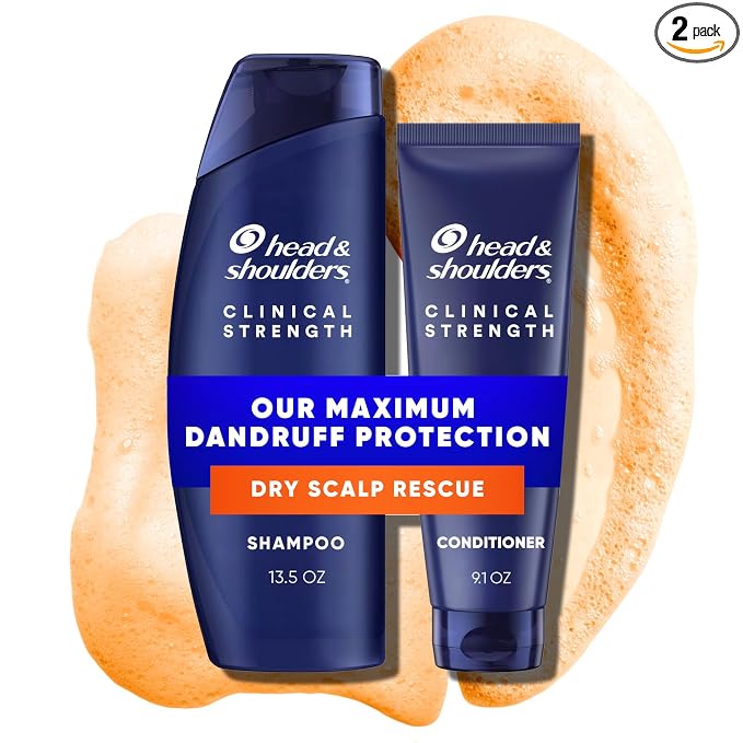Head & Shoulders Anti-Dandruff Shampoo, Clinical Strength Dry Scalp Rescue, 1% Selenium Sulfide, Seborrheic Dermatitis Relief, Dry Scalp, 13.5 fl oz + Conditioner, 9.1oz