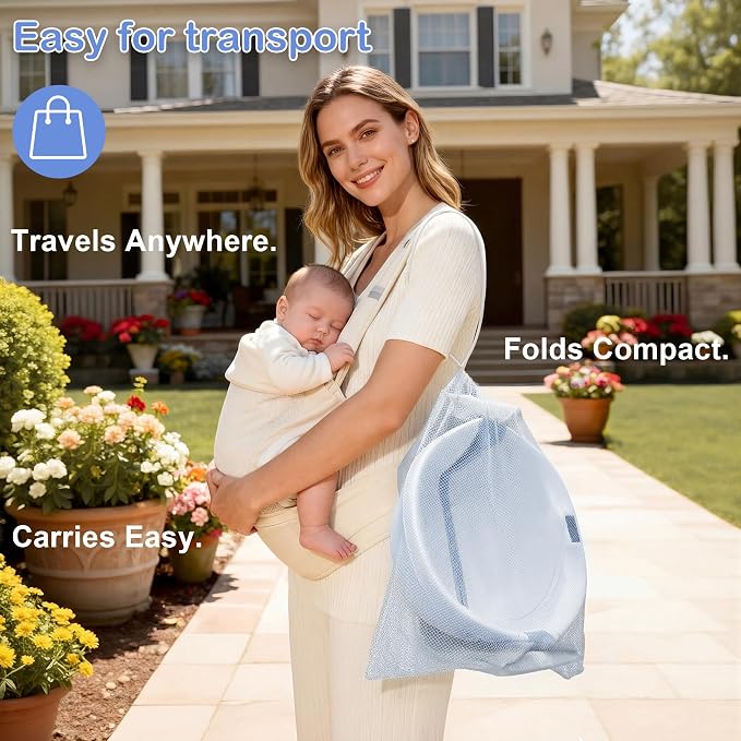 Collapsible Baby Bathtub - Large Baby Bath Tub with Thermometer | Bath Essential Bañera para Bebe Easy Fold Baby Tub | Travel Infant Newborn Toddler Bathtub for Baby Girl Boy 0 to 36 Months (Blue)