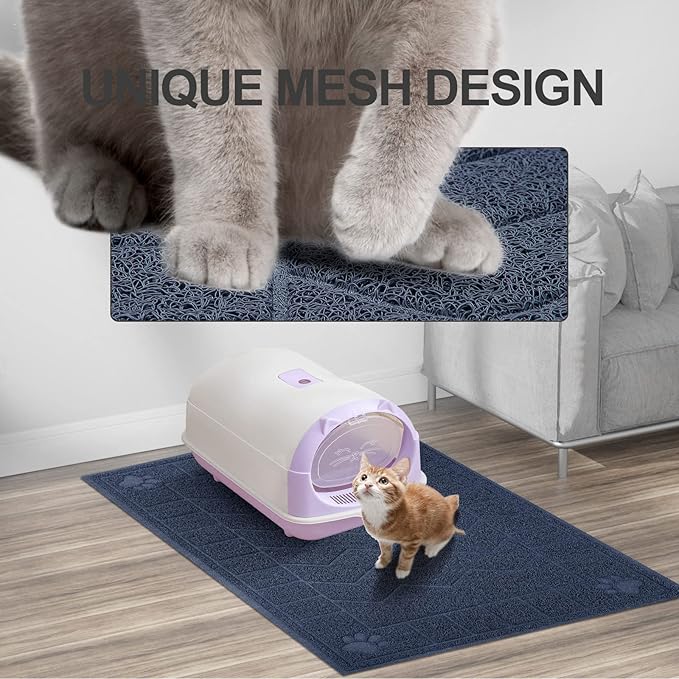 Cat Litter Mat, Litter Trapping Mat Soft on Kitty Paws, 35" x 26" Kitten Litter Box Mat for Cleaner Floors, Waterproof, Easy Clean, Durable Large Size Cat Litter Pad for Kitten