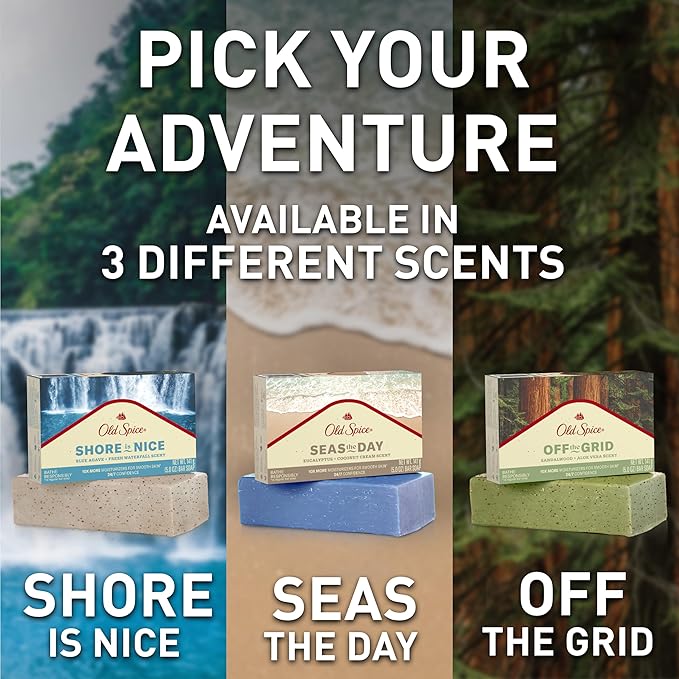 Old Spice Premium Bar Soap, Seas The Day Eucalyptus and Coconut Cream Scent, With Plant Based Cleansers, 5.0 oz (Pack of 6)