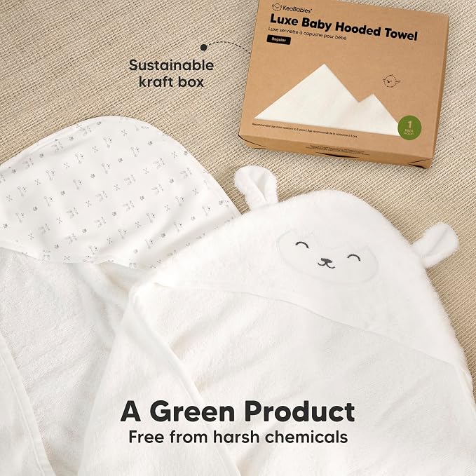 KeaBabies Hooded Baby Towel for Newborn, Baby Bath Towels(Wildscape, 35x35) | Viscose Derived from Bamboo, Large Baby Towels with Hood, Boys, Girls, Toddler, Soft Absorbent Baby Bath Essentials