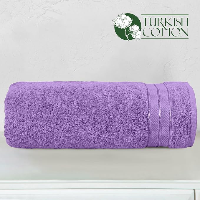 Elegant Comfort Three Line Popcorn Towel Set for Bathroom 35 x 70 inches, Premium Hotel Quality 1-Pack Jumbo Towels, 100% Turkish Cotton, Soft and Durable, Quick Dry and Highly Absorbent, Lavender
