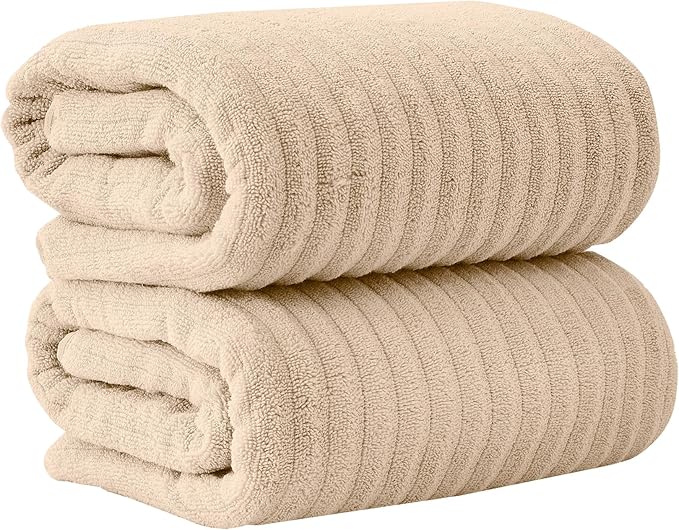 Great Bay Home 2 Pack Bath Sheet Set - 100% Cotton Towel Set - Absorbent & Quick-Dry Towels for Bathroom (Dune)