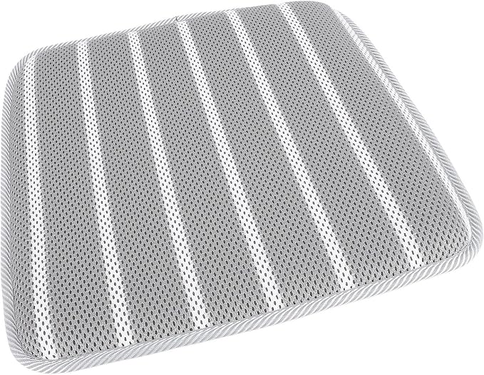 Shower Bench Cushion Seat Shower Chair Pad Shower 4D Mesh Fabric Breathable Shower Chair Pad Gray White Striped for Shower Benches Sitting
