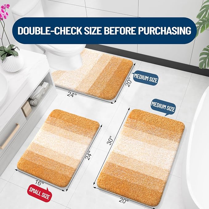 OLANLY Bathroom Runner Rugs Mat 59x24, Extra Soft Absorbent Microfiber Bath Rugs, Rubber Backing, Quick Dry, Washable Long Bath Mats for Bathroom, Tub and Shower, Home Decor Accessories, Golden Yellow
