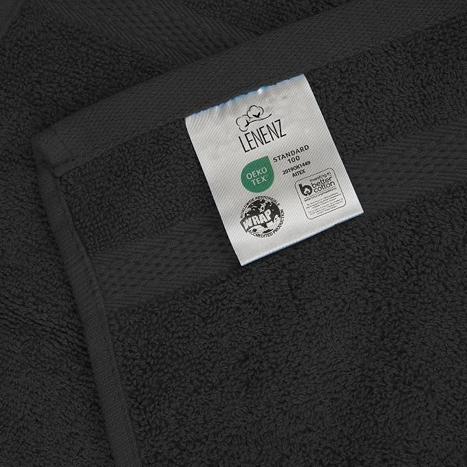 Soft Wash Cloths - 12 Pack Plush and Absorbent Cotton Washcloths for Face, Body, and Baby - Multi-Purpose, Quick-Dry Wash Cloths Set 13x13'' (Dark Grey)