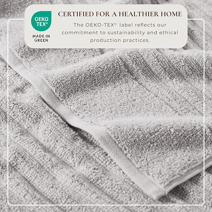 Great Bay Home 4 Pack Bath Towel Set - 100% Cotton Towels - Absorbent & Quick-Dry Towels for Bathroom (Light Grey)