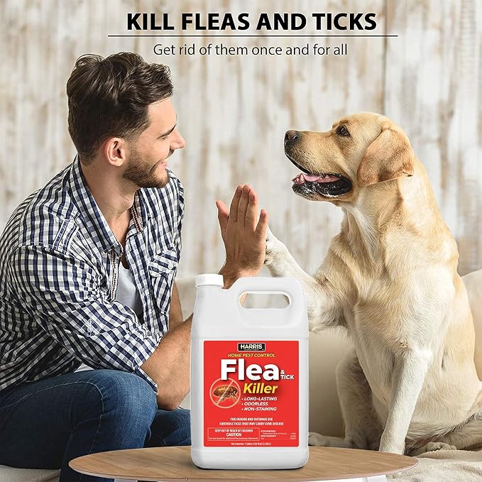 Harris Flea and Tick Killer, Liquid Spray with Odorless and Non-Staining Extended Residual Kill Formula (Gallon)