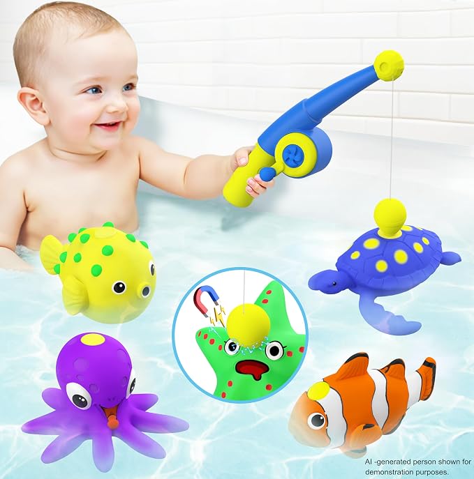 Color Changing No Hole Magnetic Fishing Bath Toys for Kids Toddlers Baby(6 Pcs)