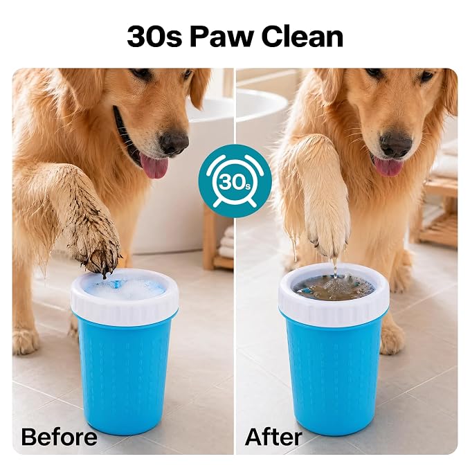 PAWISE Dog Grooming Kit 7-in-1, Dog Bath Brush Set with Pet Washer, Paw Washer, Soft Brush, Finger Brush, Tick Remover & Microfiber Towel - Pet Grooming Supplies for Dogs and Cats
