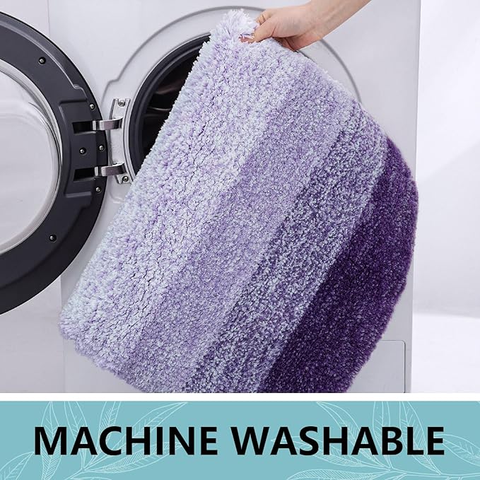 Arotive Microfiber Bathroom Rugs, Shaggy Soft and Absorbent Bath Rug, Thick Plush Machine Washable Dry Bath Mats for Bathroom, Tub and Shower, 45x27, Dark Purple, Rectangular
