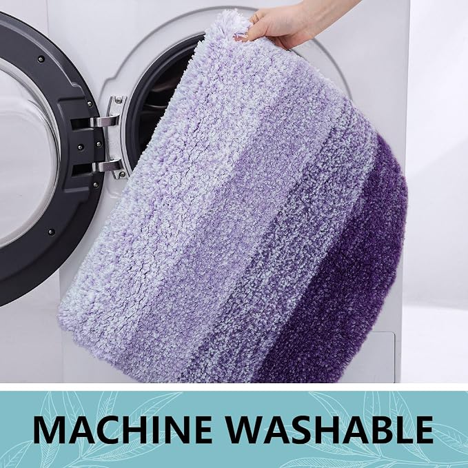 Arotive Microfiber Bathroom Rugs, Shaggy Soft and Absorbent Bath Rug, Thick Plush Machine Washable Dry Bath Mats for Bathroom, Tub and Shower, 54x24, Dark Purple, Rectangular