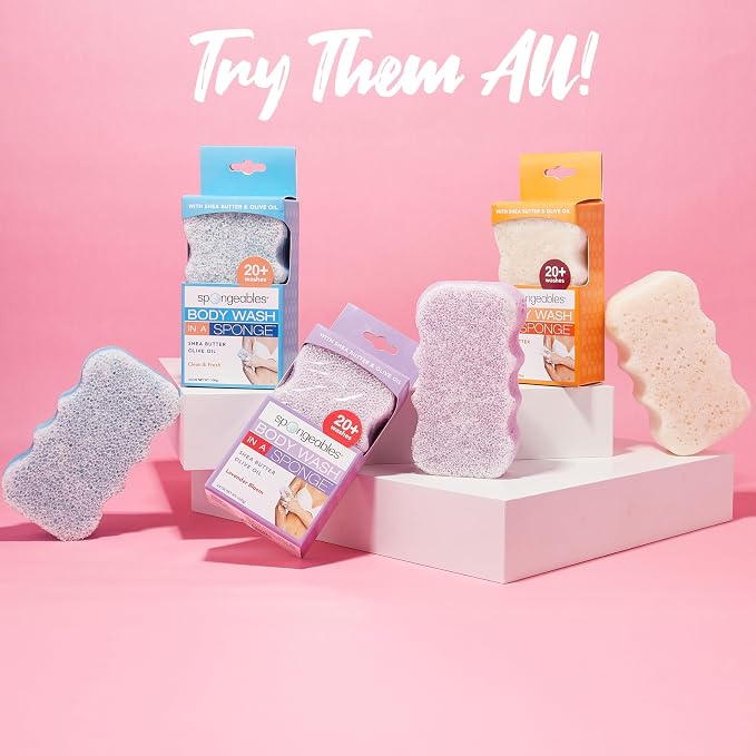Spongeables Body Wash in a 20+ Wash Sponge, Acai Berry, 3 Count