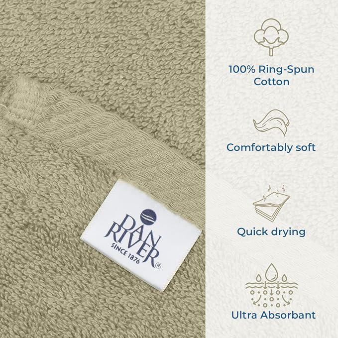 DAN RIVER Pack of 1 Jumbo Bath Sheet 40x80 Inches, Extra Large Bath Towels, Luxury Quick Dry Cotton Oversized Towel for Bathroom - Beige