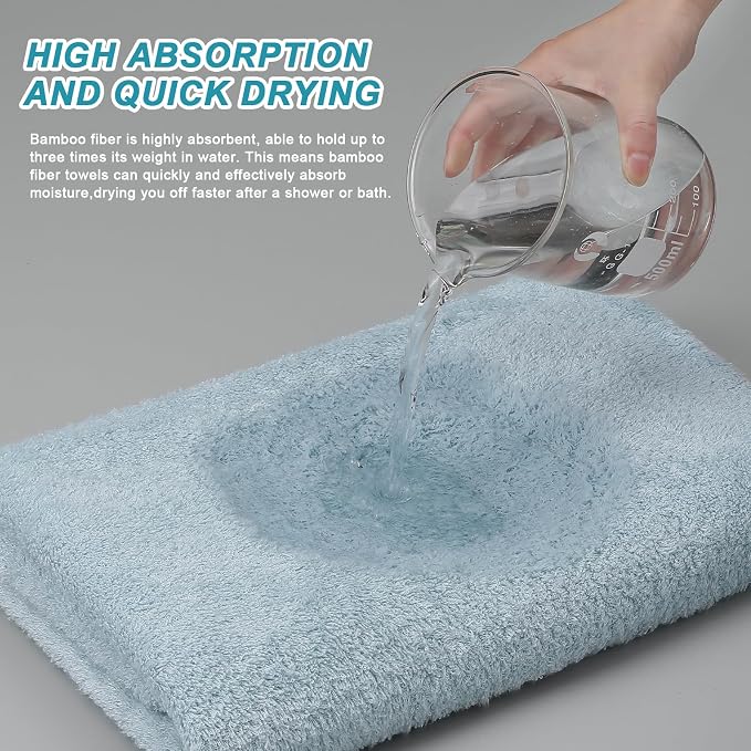 Aibaser Viscose from Bamboo and Cotton Bath Towels Set of 6-27x54 Inch Ultra Soft, Highly Absorbent Large Shower Towels for Bathroom, Spa & Gym(6 Piece Set) (Blue)