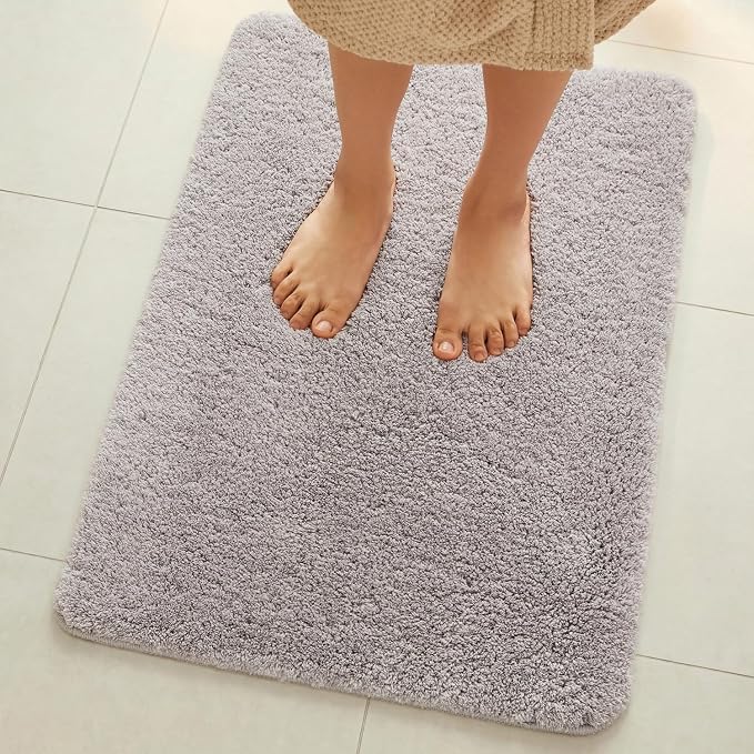 TYUU Toilet Rug, Ultra Soft Toilet Rugs U Shaped Machine Washable Non Slip Absorbent Quick Dry Toilet Mat with Rubber Backing, Light Grey 20" x 24" U Shape