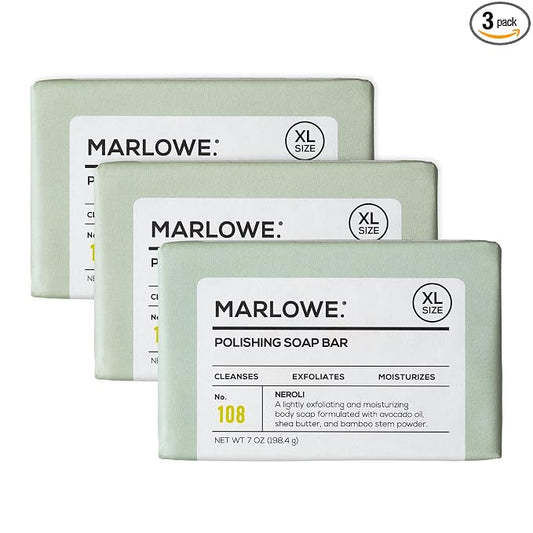 MARLOWE. Lightly Exfoliating Cleansing Soap Bar, Sage + Fir 7 oz (3 Bars) | Moisturizing Soap Bar that nourishes while it cleanses for soft, smooth, refreshed skin. Original Sage + Fir scent.