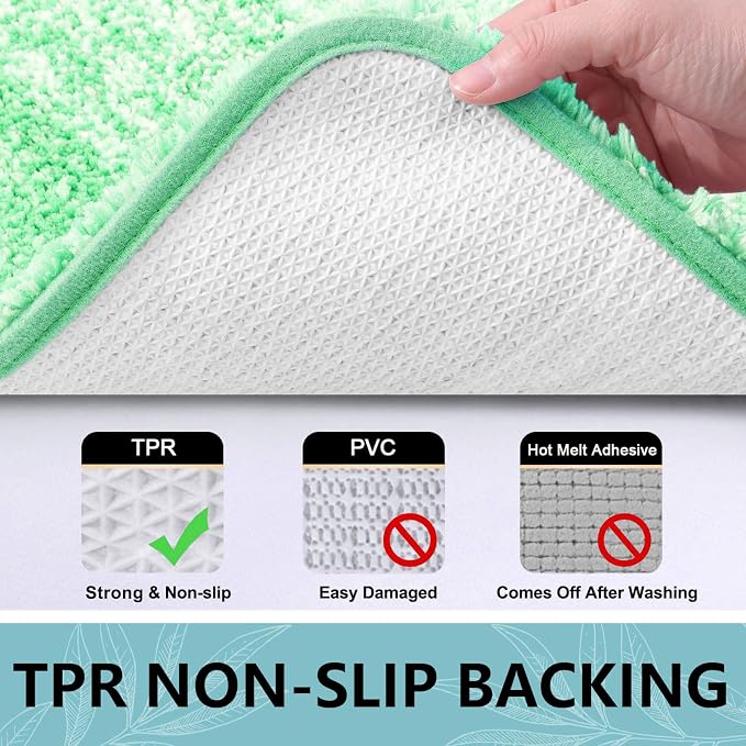 Arotive Microfiber Bathroom Rugs, Shaggy Soft and Absorbent Bath Rug, Thick Plush Machine Washable Dry Bath Mats for Bathroom, Tub and Shower, 36x24, Green, Rectangular
